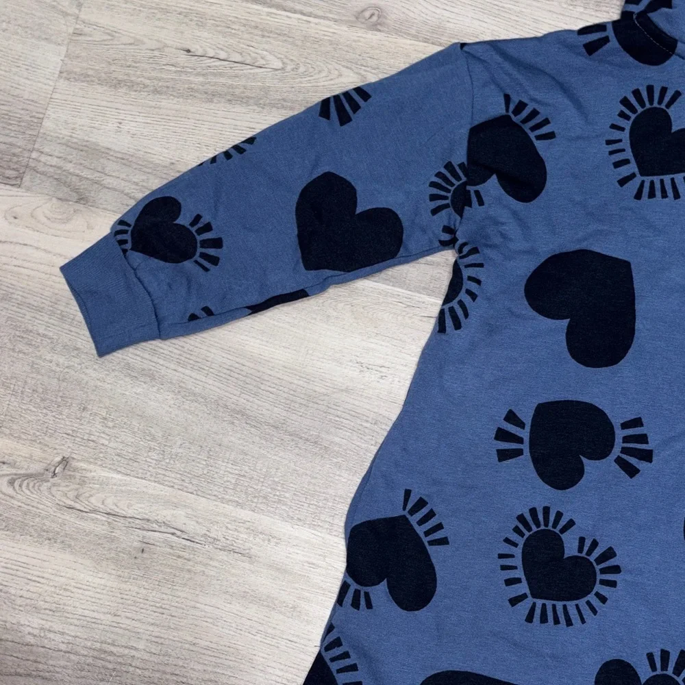 Old Navy Kids Blue Heart Pattern Hoodie dress